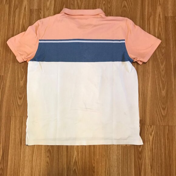 Izod Polo Shirt Advantage Performance XXLT Peach Blue White Stripe Mens Golf Top - Picture 6 of 7